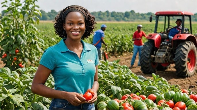 Farmer in tomato field